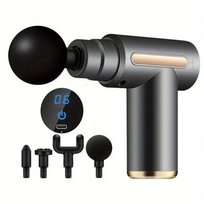 LED Touchscreen Massage Gun – 4 Massage Heads