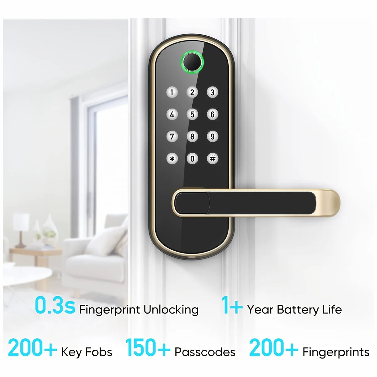 Smart Fingerprint Door Lock App Remote Control Keyless WIFI Digital Touchscreen Lock