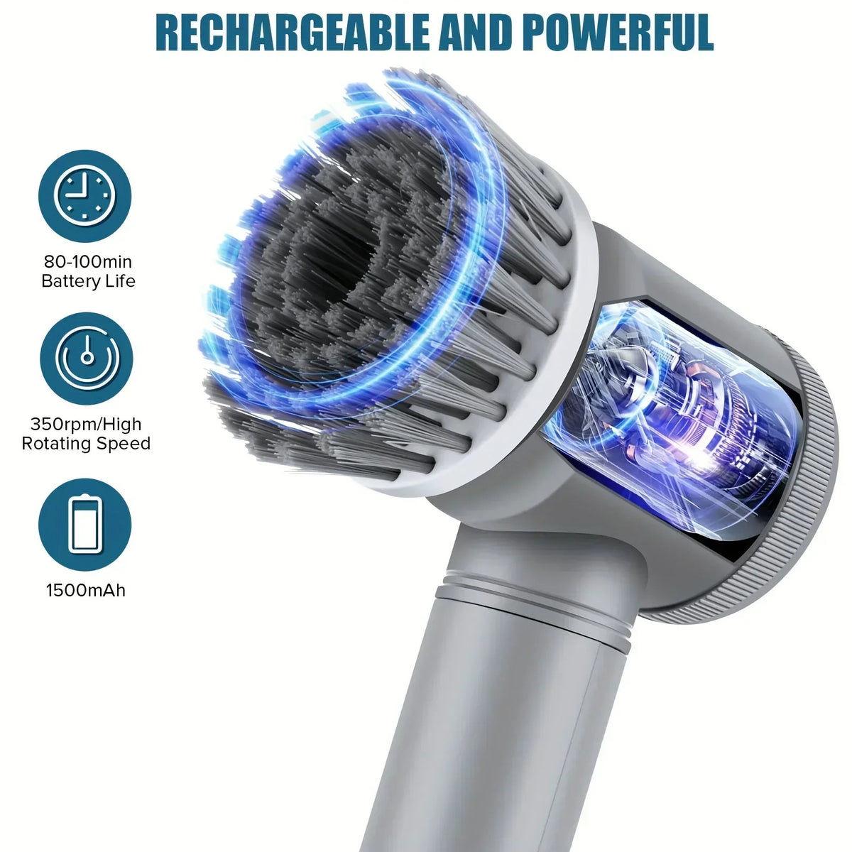 Cordless Electric Spin Scrubber – 5 Brush Heads