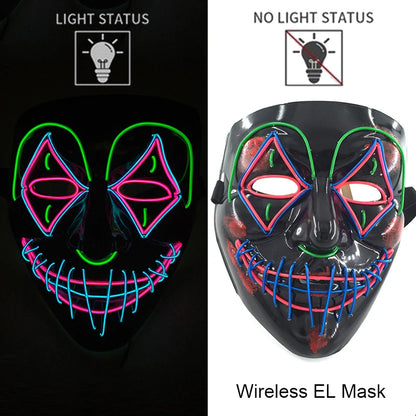 Wireless Neon LED Halloween Mask with 10 Light Colors