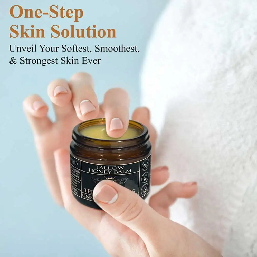 Grass-Fed Beef Tallow & Raw Honey Moisturizing Balm – 57g