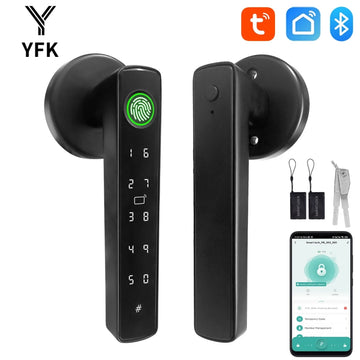 YFK Tuya 5‑in‑1 Smart Door Handle Lock — Bluetooth & Fingerprint