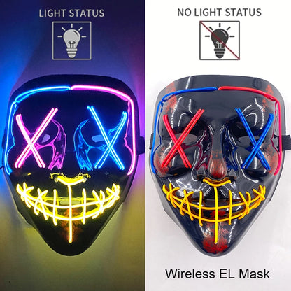 Wireless Neon LED Halloween Mask with 10 Light Colors