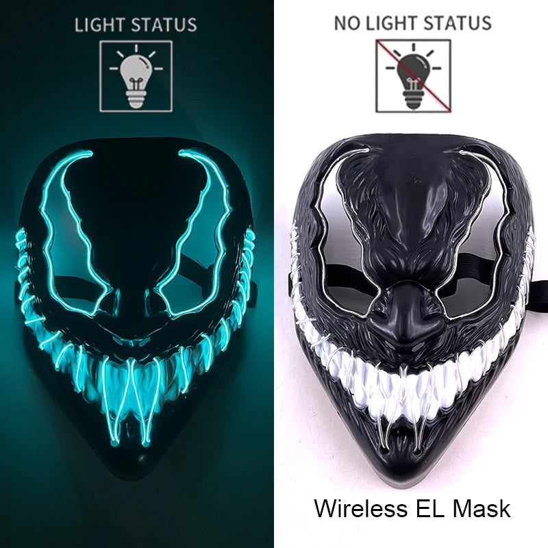 Wireless Neon LED Halloween Mask with 10 Light Colors