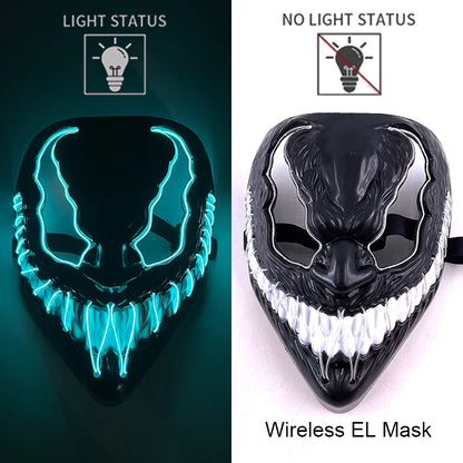 Wireless Neon LED Halloween Mask with 10 Light Colors