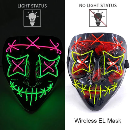 Wireless Neon LED Halloween Mask with 10 Light Colors