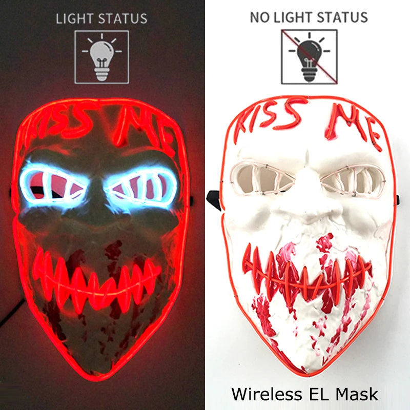Wireless Neon LED Halloween Mask with 10 Light Colors