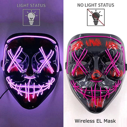Wireless Neon LED Halloween Mask with 10 Light Colors