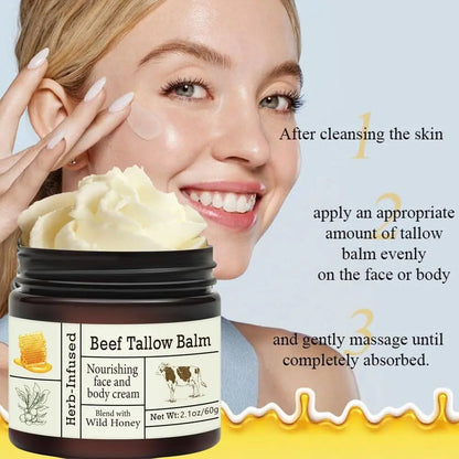 Skin Care Natural Organic Beef Tallow Balm Whole Body Care Hydrating Face Cream Deep Nourishment Mild Tallow Moisturizing Cream