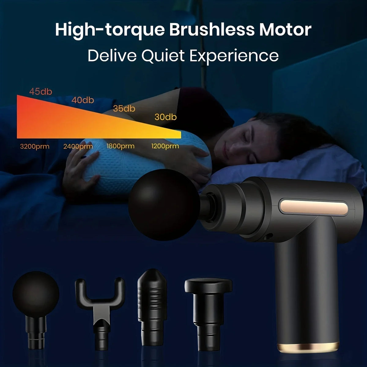 LED Touchscreen Massage Gun – 4 Massage Heads