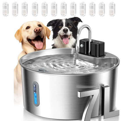 7L Wireless Stainless Steel Pet Water Fountain