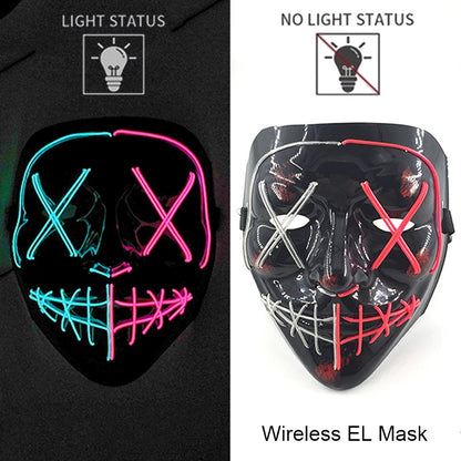 Wireless Neon LED Halloween Mask with 10 Light Colors