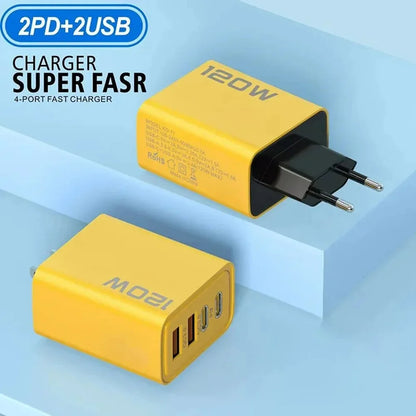 4-Port USB-C + USB Fast Charging Wall Adapter