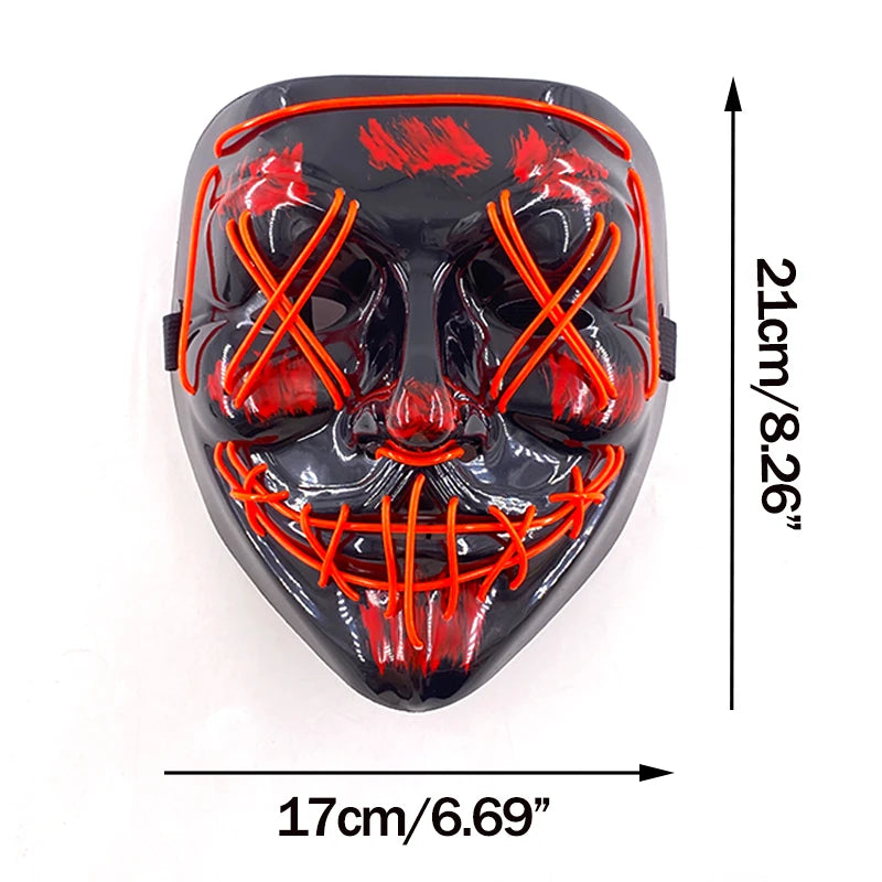 Wireless Neon LED Halloween Mask with 10 Light Colors