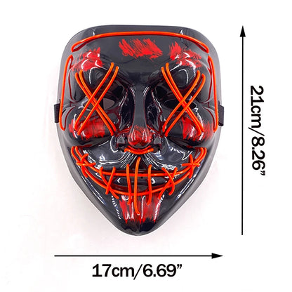 Wireless Neon LED Halloween Mask with 10 Light Colors