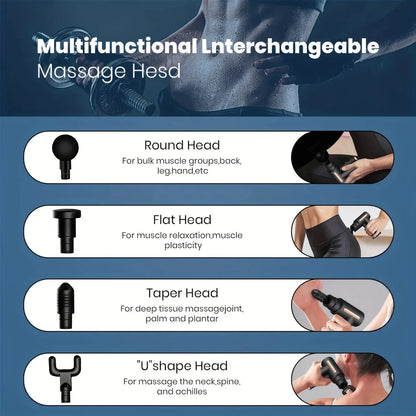 LED Touchscreen Massage Gun – 4 Massage Heads