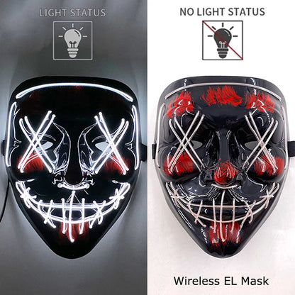 Wireless Neon LED Halloween Mask with 10 Light Colors