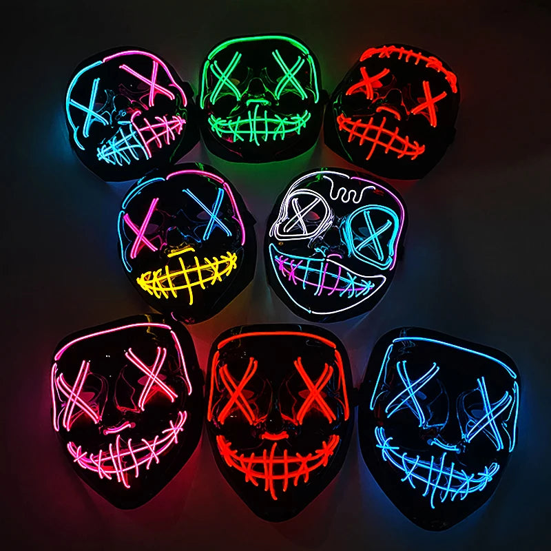 Wireless Neon LED Halloween Mask with 10 Light Colors