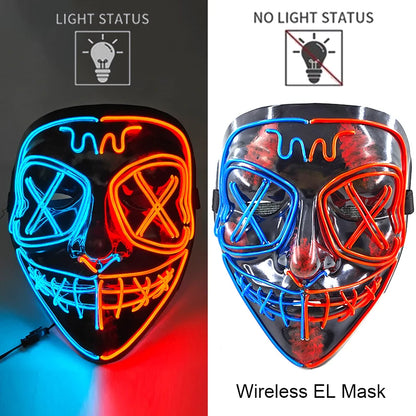 Wireless Neon LED Halloween Mask with 10 Light Colors