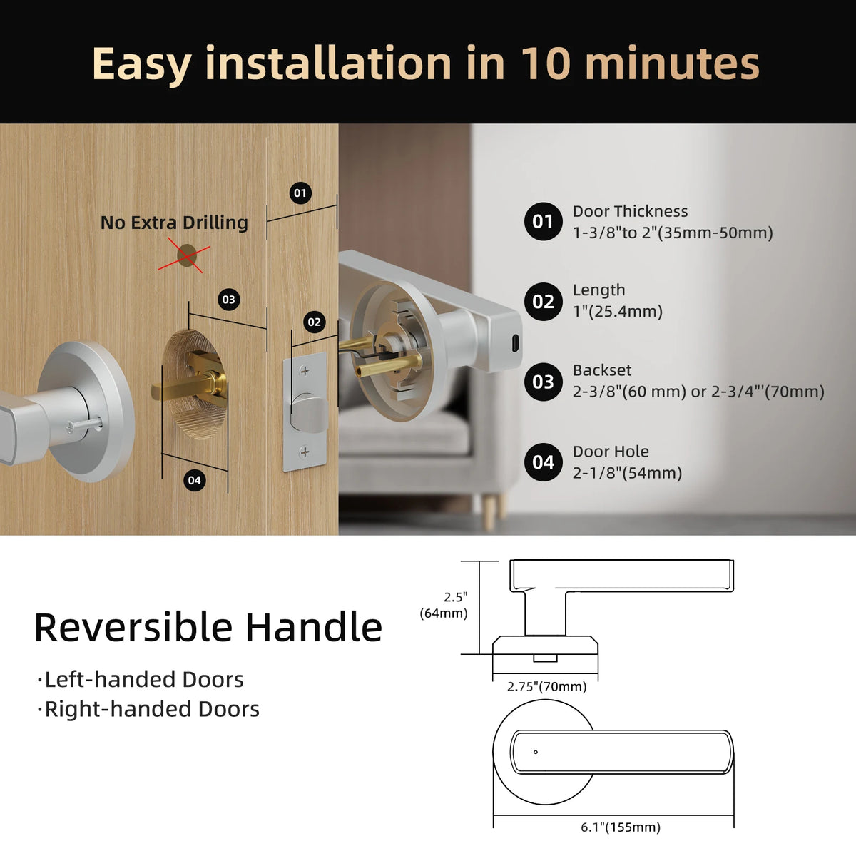 Viladepot Indoor Smart Lock — Fingerprint, Passcode & App