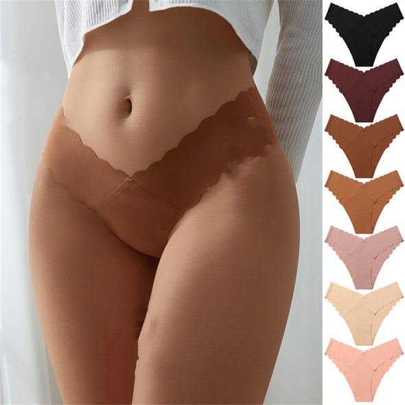 V-Waist Seamless Ice Silk Lace Underwear